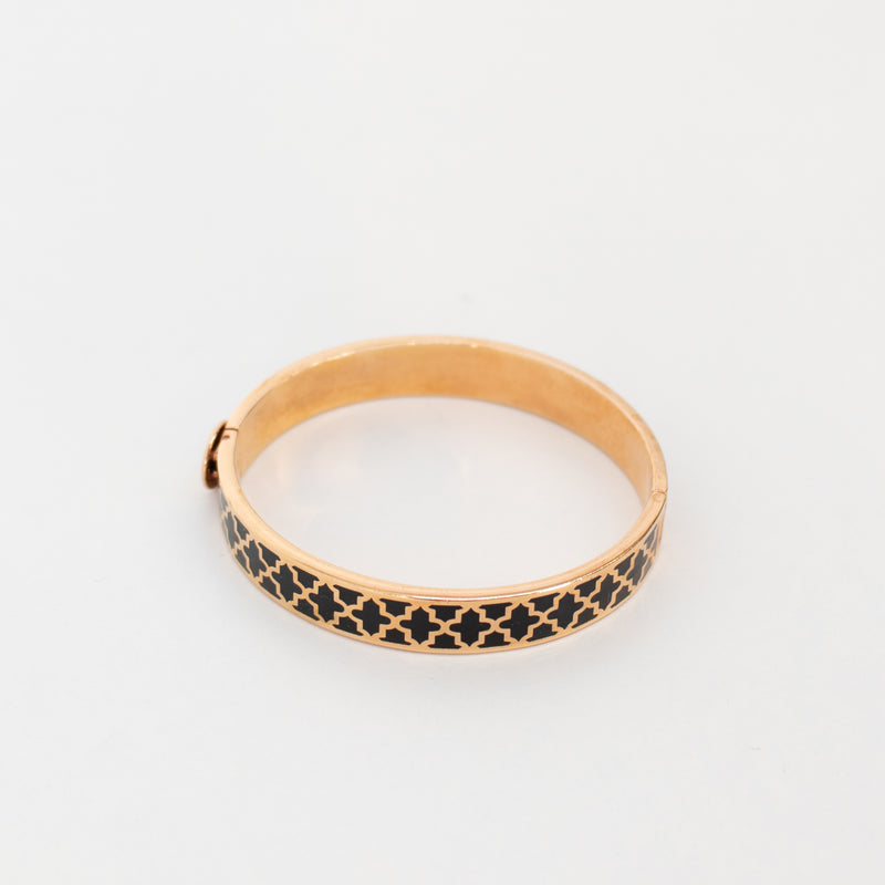 Halycon Days Black Patterned Enamel Bangle