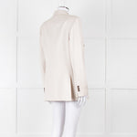 Theory Beige Twill Double Breasted Blazer