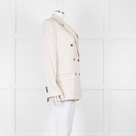 Theory Beige Twill Double Breasted Blazer