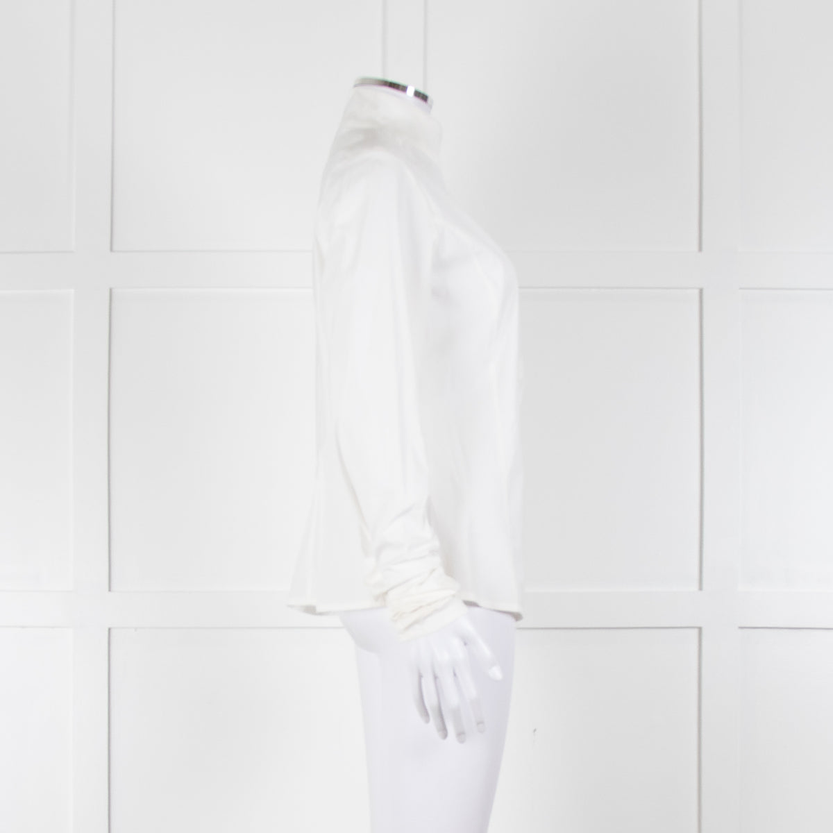 Sarah Pacini White Collarless Tailored Shirt