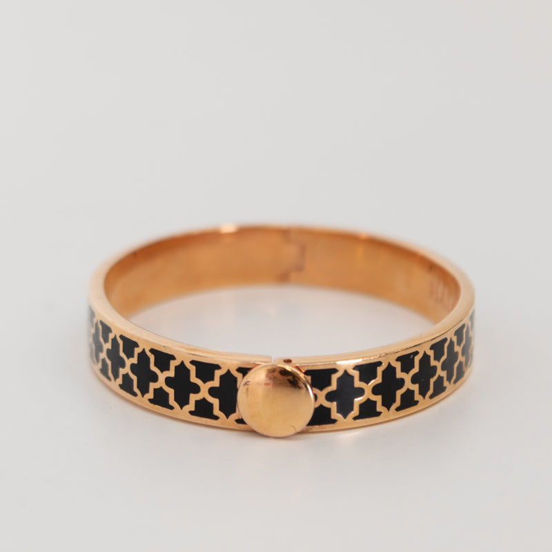 Halycon Days Black Patterned Enamel Bangle