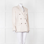 Theory Beige Twill Double Breasted Blazer