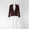 Maje Burgundy Fitted Jacket With Leather Trim