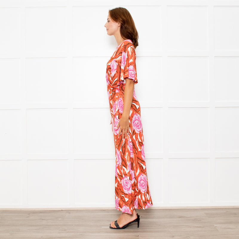 Diane von Furstenberg Red and Pink Floral Zetna Jersey Dress