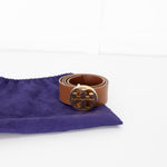 Tory Burch Tan Leather Belt With Gold Buckle
