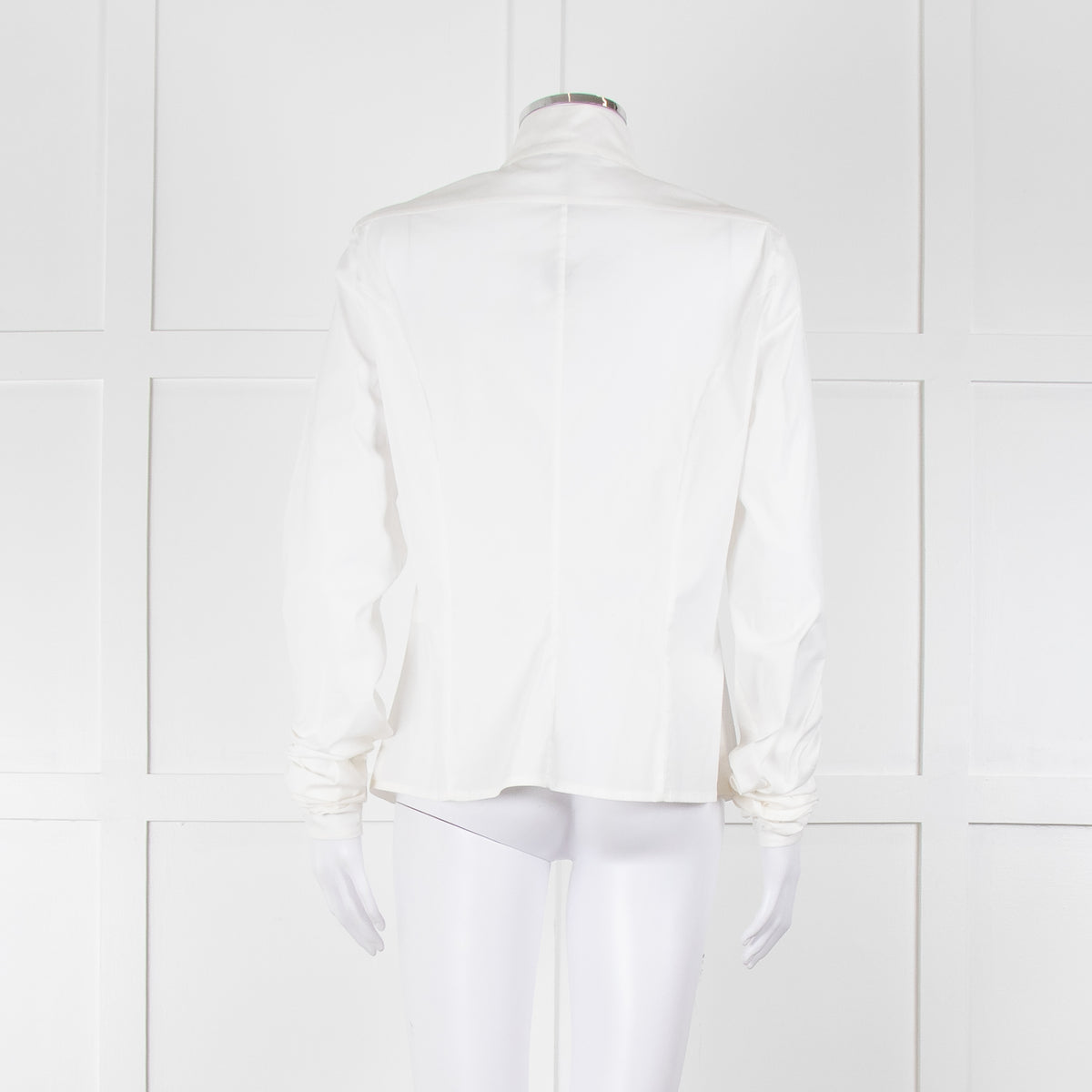 Sarah Pacini White Collarless Tailored Shirt