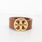 Tory Burch Tan Leather Belt With Gold Buckle