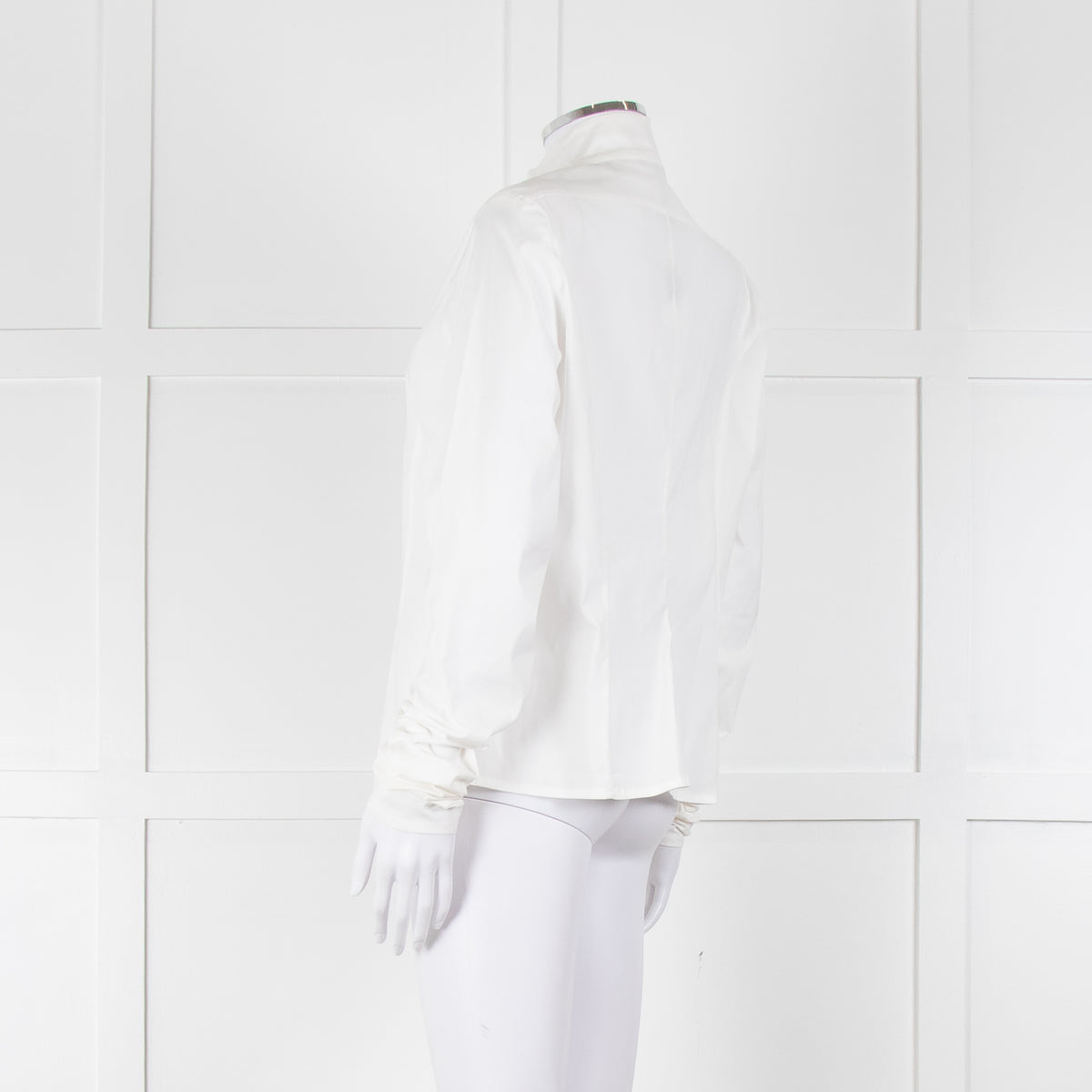 Sarah Pacini White Collarless Tailored Shirt