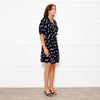 Diane Von Furstenberg Black Patterned Collared Dress