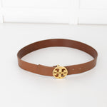 Tory Burch Tan Leather Belt With Gold Buckle