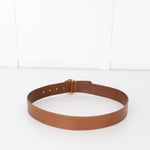 Tory Burch Tan Leather Belt With Gold Buckle