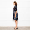 Diane Von Furstenberg Black Patterned Collared Dress