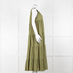 9seed Resort Green Cotton Tiered Maxi Dress
