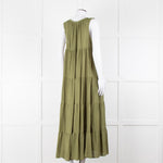 9seed Resort Green Cotton Tiered Maxi Dress