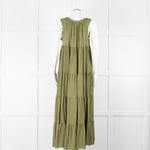9seed Resort Green Cotton Tiered Maxi Dress