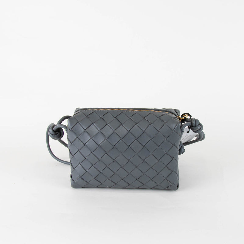 Bottega Veneta Grey Mini Loop Intrecciato Bag