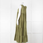 9seed Resort Green Cotton Tiered Maxi Dress