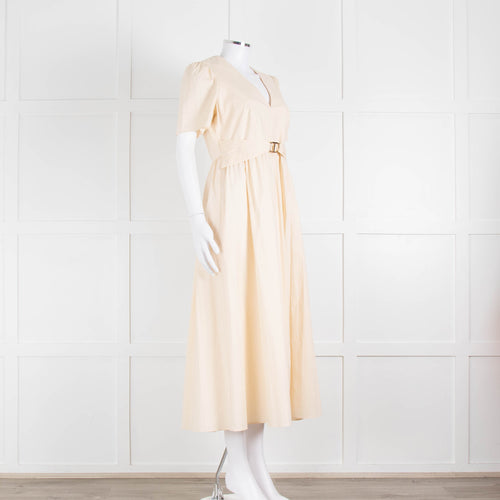 Twinset Beige Cotton Short Sleeve Midi Dress