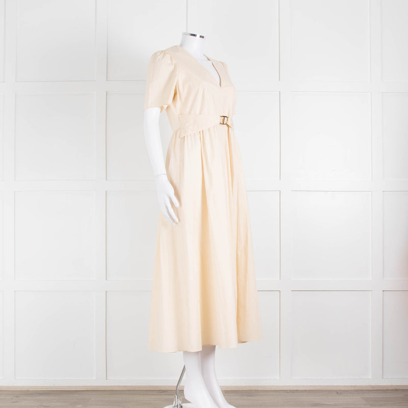 Twinset Beige Cotton Short Sleeve Midi Dress