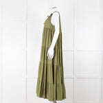 9seed Resort Green Cotton Tiered Maxi Dress