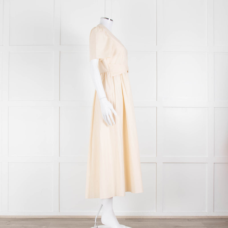 Twinset Beige Cotton Short Sleeve Midi Dress