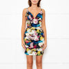 Dolce & Gabbana Black Ruched Floral Print Strappy Mini Dress