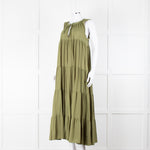 9seed Resort Green Cotton Tiered Maxi Dress