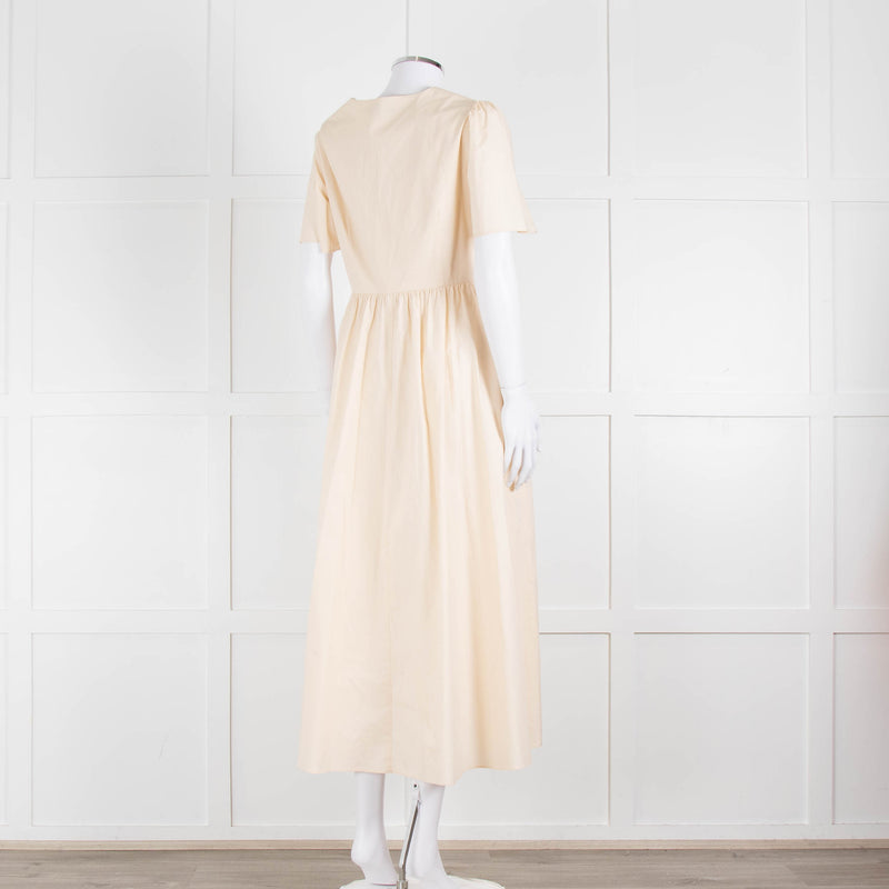 Twinset Beige Cotton Short Sleeve Midi Dress