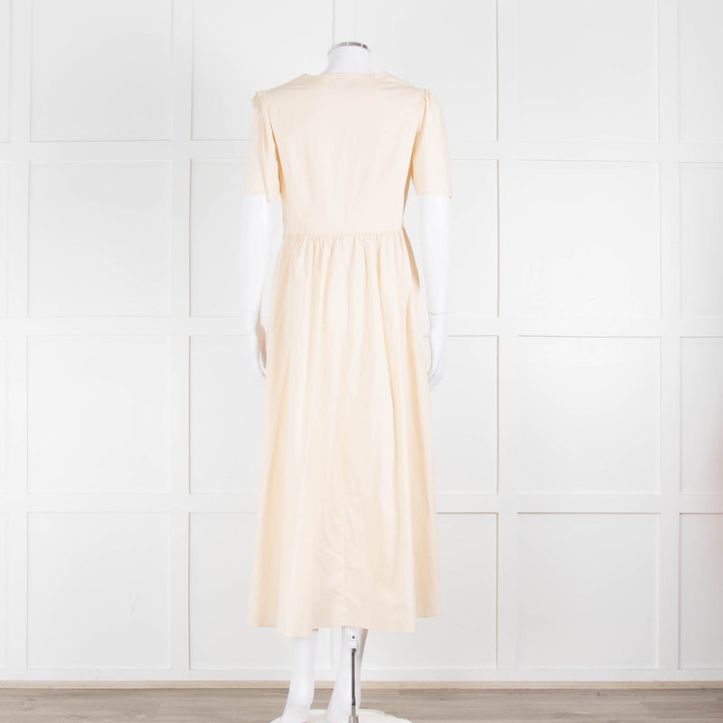 Twinset Beige Cotton Short Sleeve Midi Dress