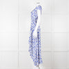 Aspiga Blue Animal Print Ruffle Trim Wrap Dress