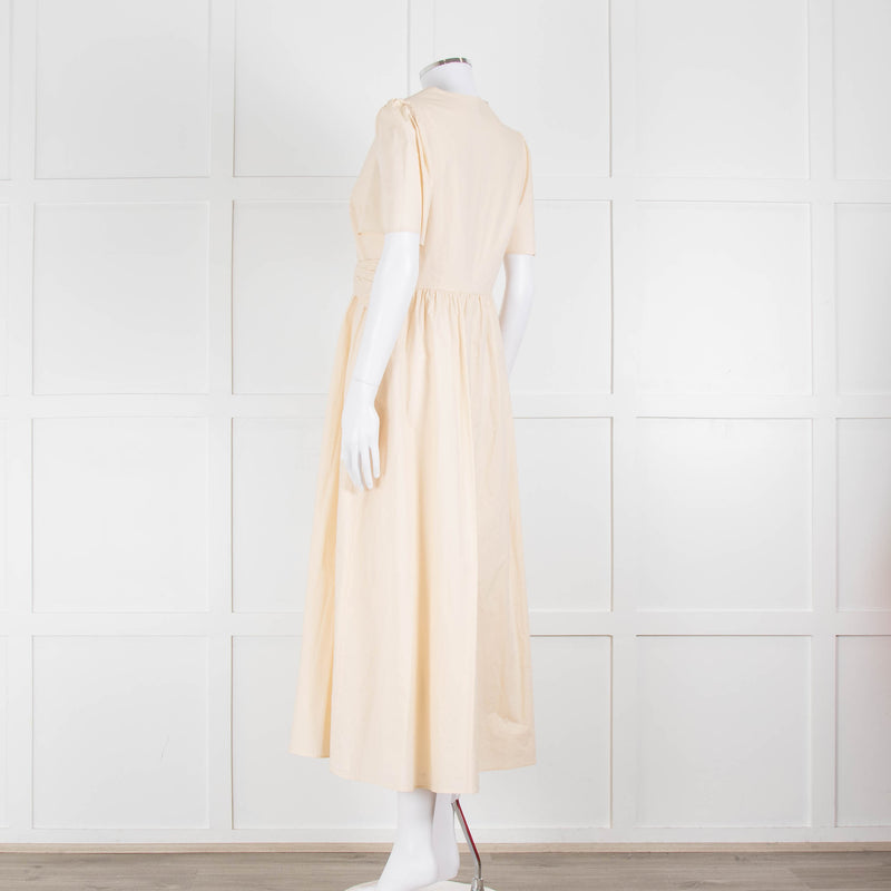 Twinset Beige Cotton Short Sleeve Midi Dress