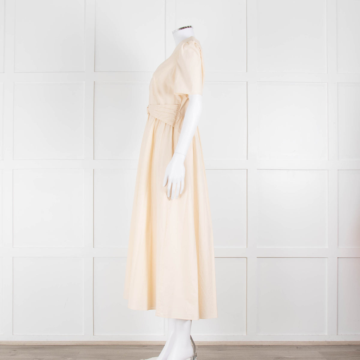 Twinset Beige Cotton Short Sleeve Midi Dress