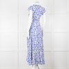 Aspiga Blue Animal Print Ruffle Trim Wrap Dress