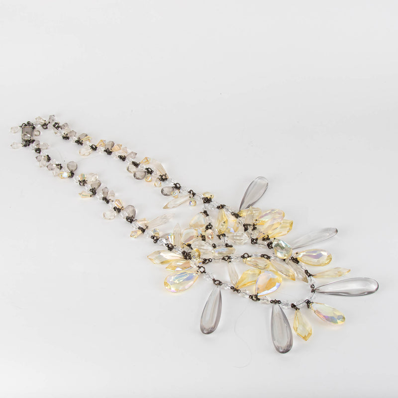 Prada Yellow Clear Resin Chandelier Necklace