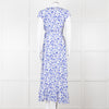 Aspiga Blue Animal Print Ruffle Trim Wrap Dress