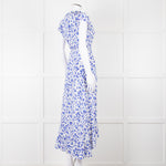 Aspiga Blue Animal Print Ruffle Trim Wrap Dress