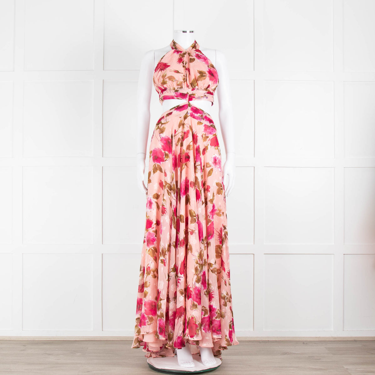 Anne Louise Boutique Pink Floral Backless Maxi Dress