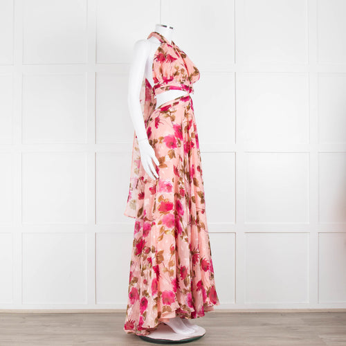 Anne Louise Boutique Pink Floral Backless Maxi Dress