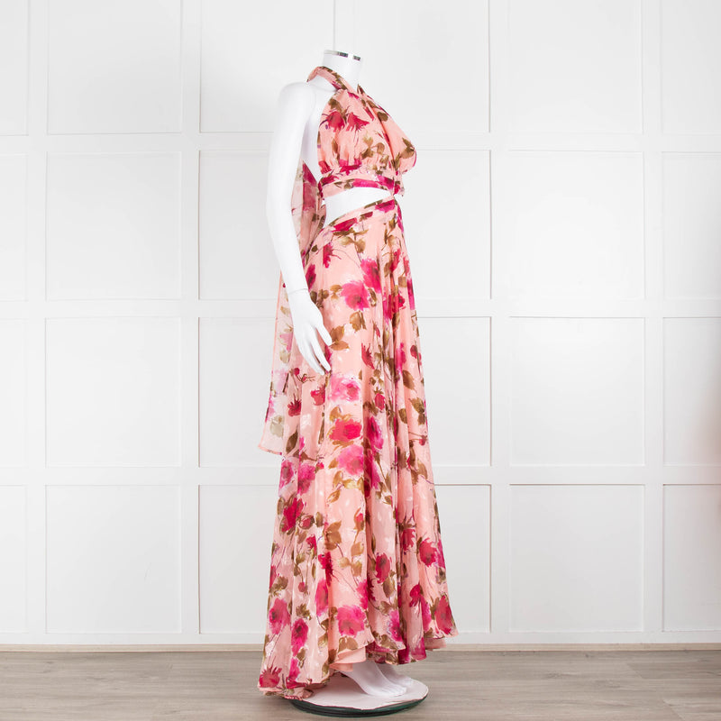 Anne Louise Boutique Pink Floral Backless Maxi Dress