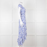 Aspiga Blue Animal Print Ruffle Trim Wrap Dress