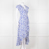 Aspiga Blue Animal Print Ruffle Trim Wrap Dress