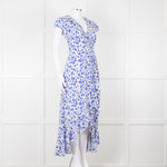 Aspiga Blue Animal Print Ruffle Trim Wrap Dress