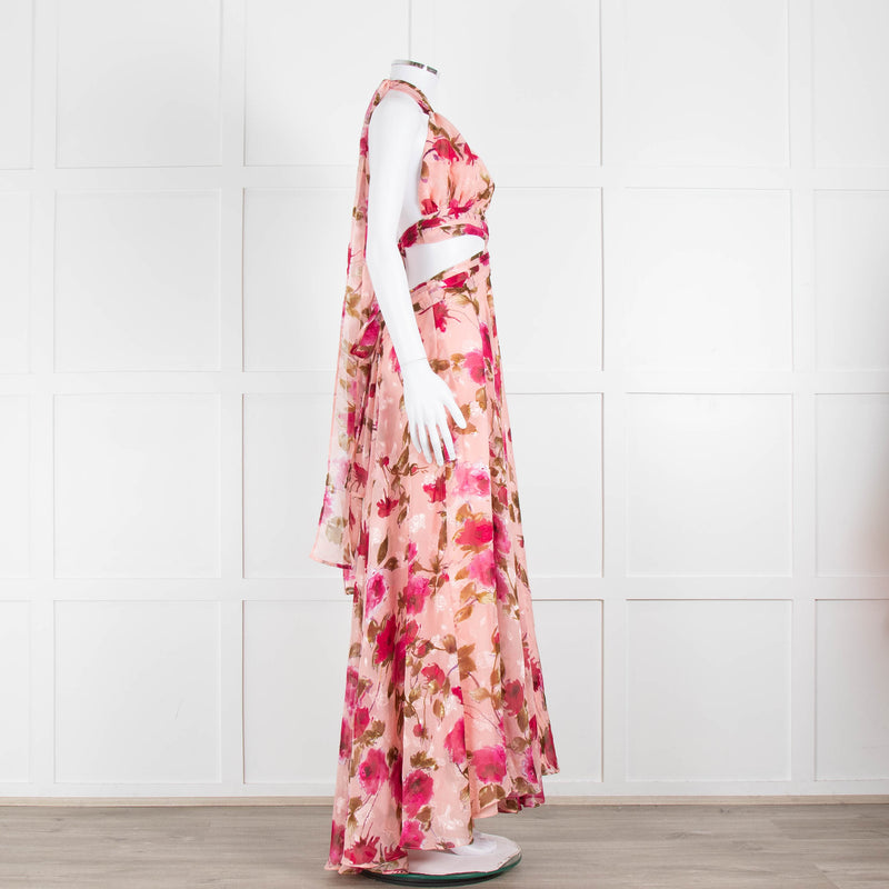 Anne Louise Boutique Pink Floral Backless Maxi Dress