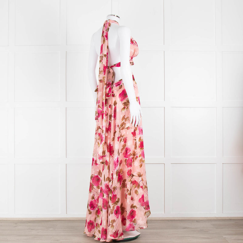 Anne Louise Boutique Pink Floral Backless Maxi Dress