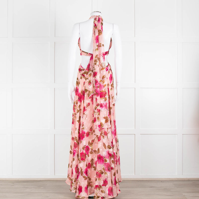 Anne Louise Boutique Pink Floral Backless Maxi Dress