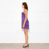 Valentino Purple Beaded Tulle Mini Dress with Spaghetti Straps