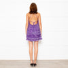 Valentino Purple Beaded Tulle Mini Dress with Spaghetti Straps