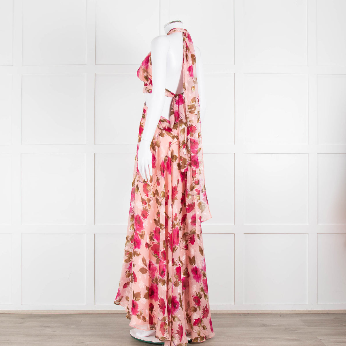 Anne Louise Boutique Pink Floral Backless Maxi Dress