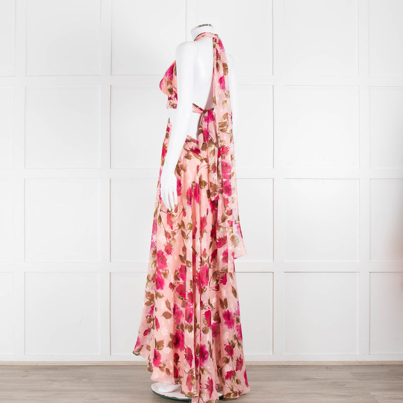 Anne Louise Boutique Pink Floral Backless Maxi Dress