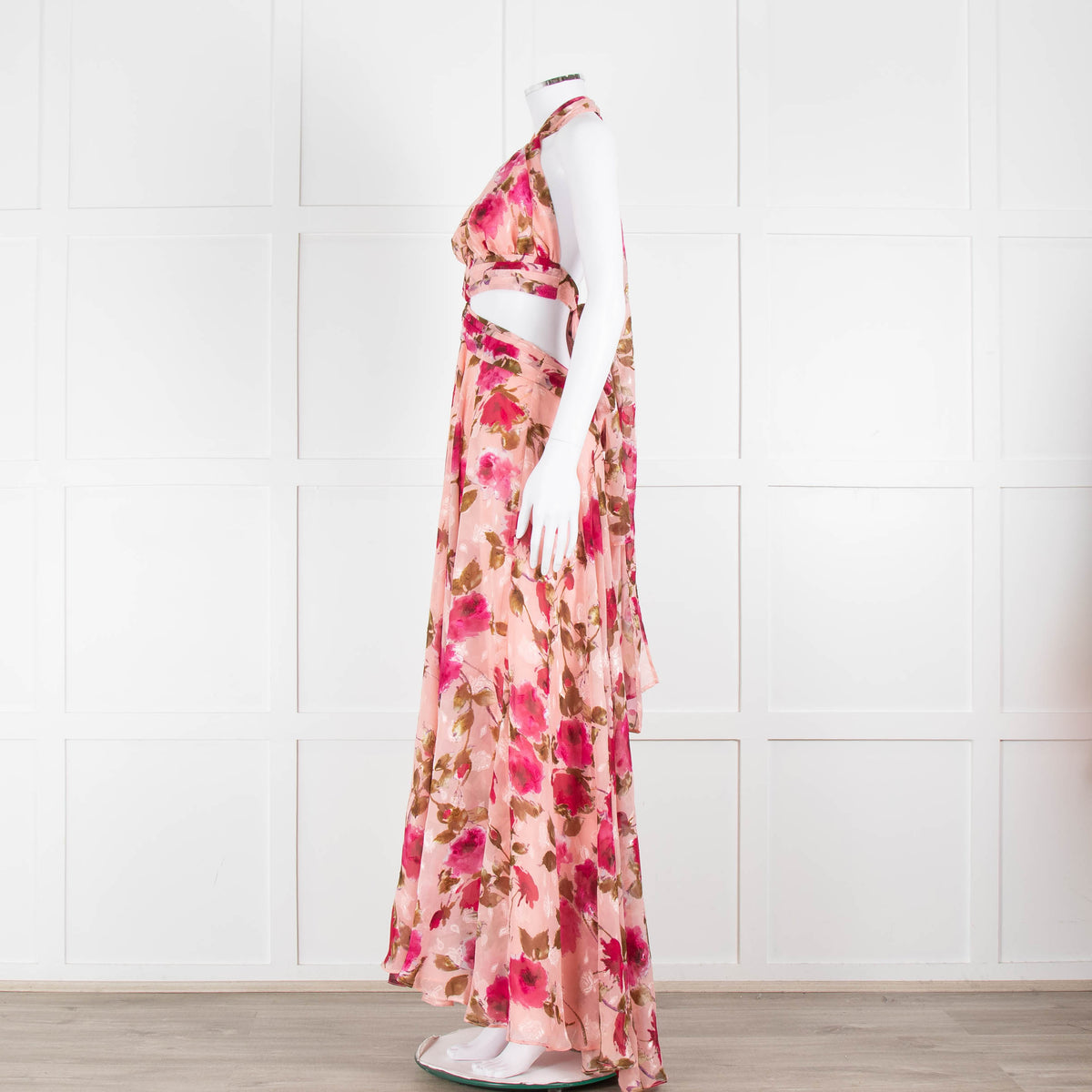 Anne Louise Boutique Pink Floral Backless Maxi Dress